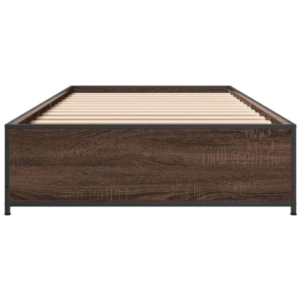sengeramme 75x190 cm konstrueret træ og metal brun egetræsfarve