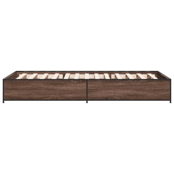 sengeramme 75x190 cm konstrueret træ og metal brun egetræsfarve