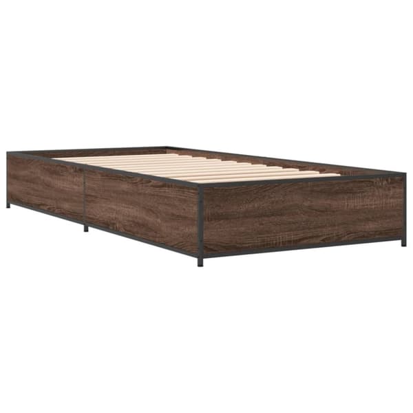 sengeramme 75x190 cm konstrueret træ og metal brun egetræsfarve
