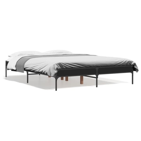 sengestel 135x190 cm konstrueret træ og metal sort