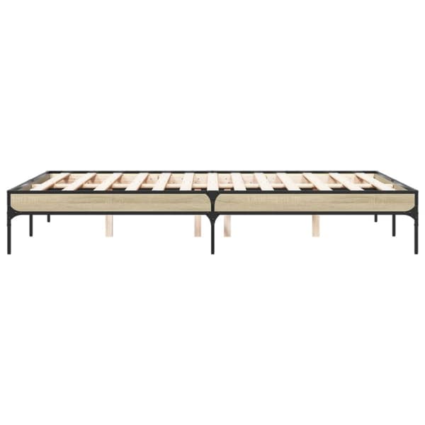 sengestel 120x200 cm konstrueret træ og metal sonoma-eg
