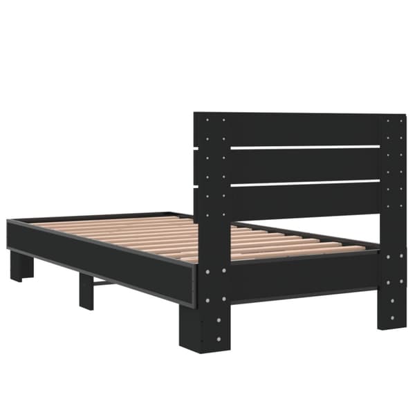 sengeramme 75x190 cm konstrueret træ og metal sort