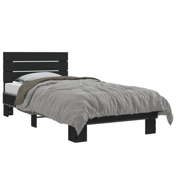 sengeramme 75x190 cm konstrueret træ og metal sort