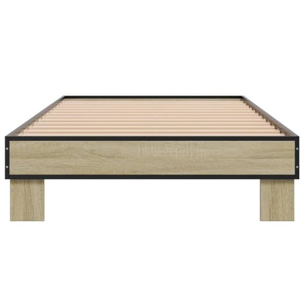 sengeramme 90x190 cm konstrueret træ og metal sonoma-eg