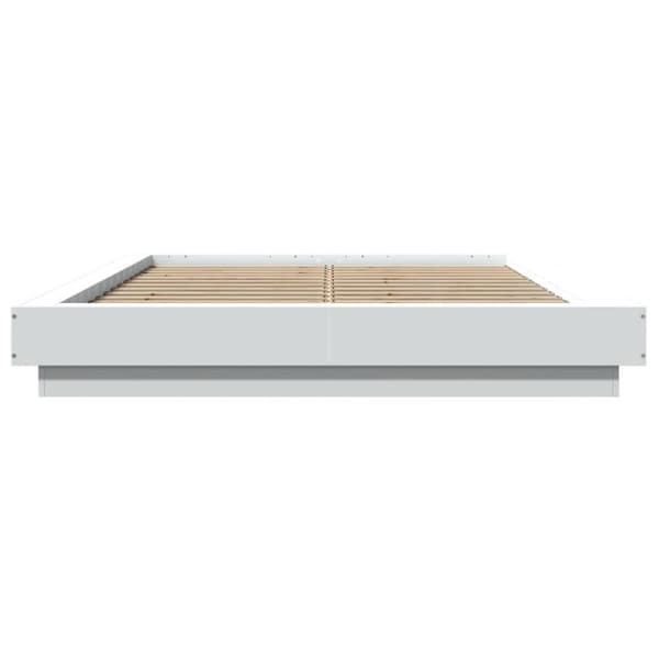 sengeramme med LED-lys 120x200 cm konstrueret træ hvid