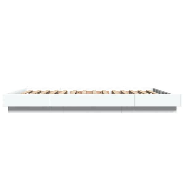 sengeramme med LED-lys 120x200 cm konstrueret træ hvid