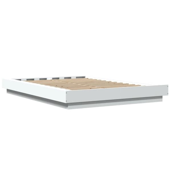 sengeramme med LED-lys 120x200 cm konstrueret træ hvid