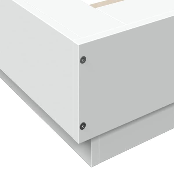 sengeramme med LED-lys 120x200 cm konstrueret træ hvid