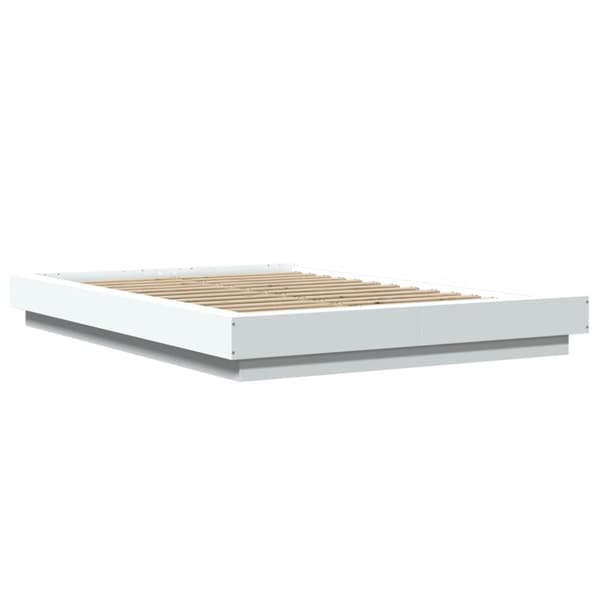 sengeramme med LED-lys 120x200 cm konstrueret træ hvid