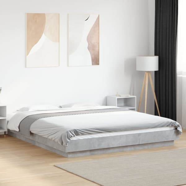 sengestel 150x200 cm konstrueret træ betongrå