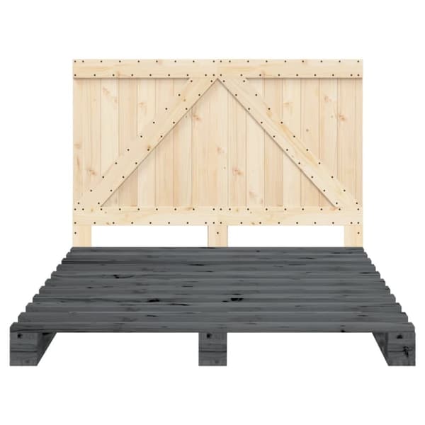 sengeramme med sengegavl 140x200 cm massivt fyrretræ grå