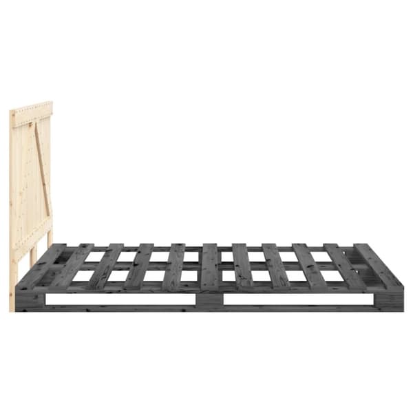 sengeramme med sengegavl 140x200 cm massivt fyrretræ grå