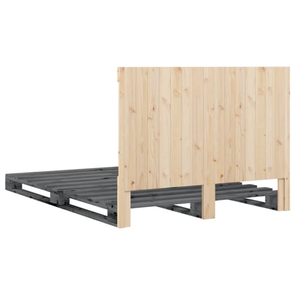 sengeramme med sengegavl 140x200 cm massivt fyrretræ grå