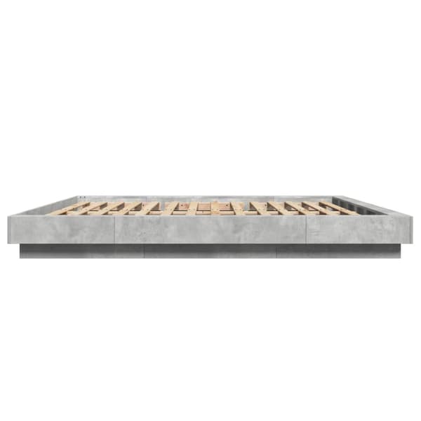 sengeramme med LED-lys 180x200 cm konstrueret træ betongrå