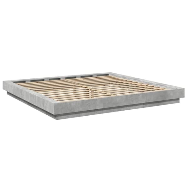 sengeramme med LED-lys 180x200 cm konstrueret træ betongrå
