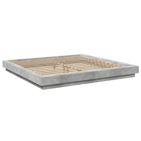 sengeramme med LED-lys 180x200 cm konstrueret træ betongrå