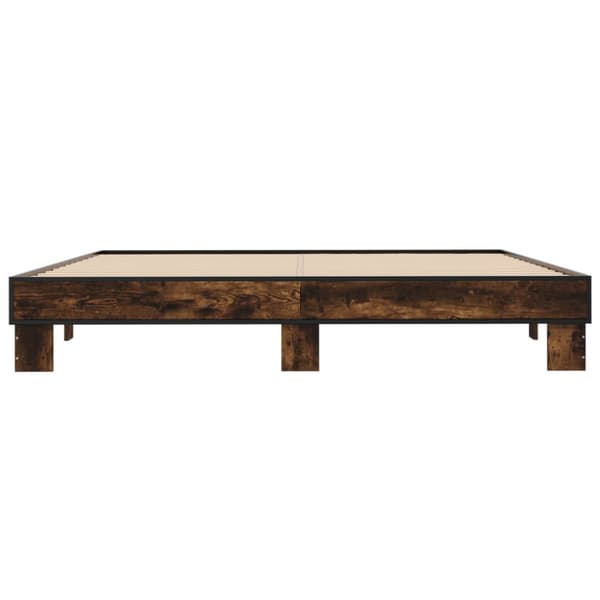sengestel 180x200cm konstrueret træ og metal røget egetræsfarve
