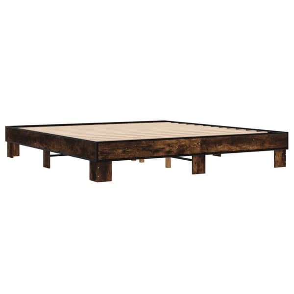 sengestel 180x200cm konstrueret træ og metal røget egetræsfarve