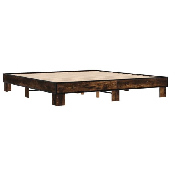 sengestel 180x200cm konstrueret træ og metal røget egetræsfarve