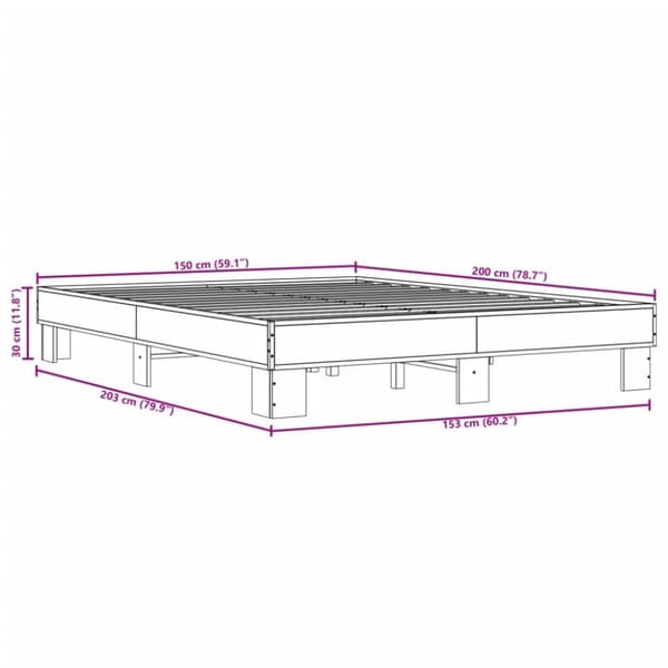 sengestel 150x200 cm konstrueret træ og metal sort