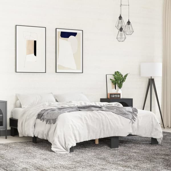 sengestel 150x200 cm konstrueret træ og metal sort