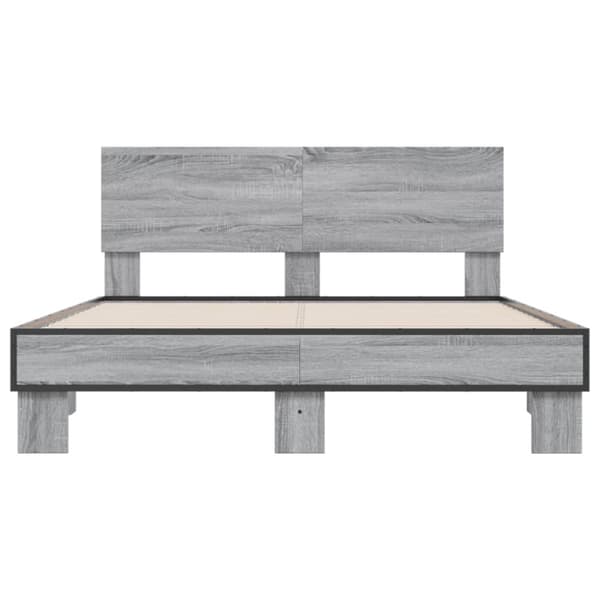 sengestel 120x190 cm konstrueret træ og metal grå sonoma-eg
