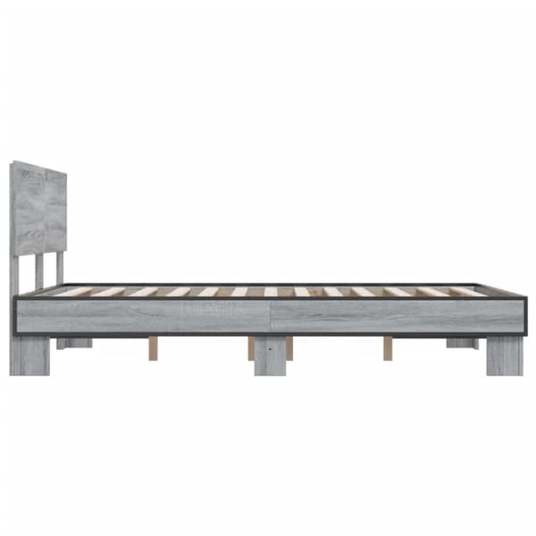 sengestel 120x190 cm konstrueret træ og metal grå sonoma-eg