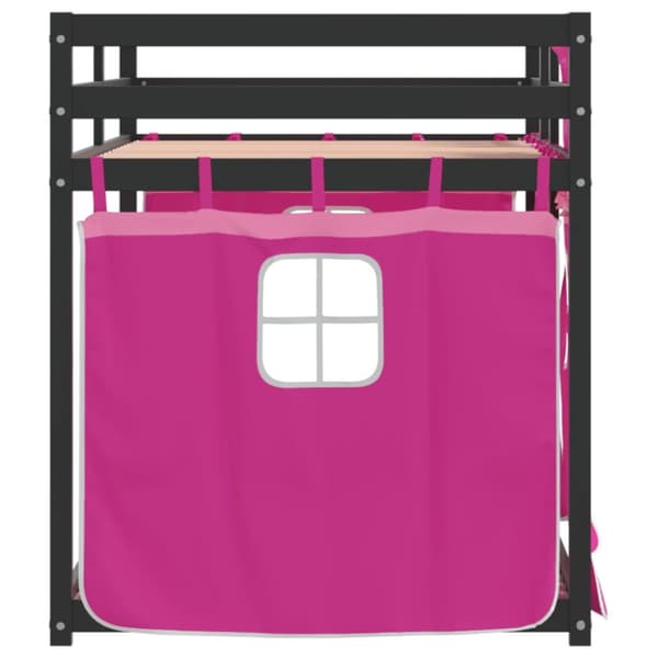 Loftsäng med rutschkana rosa 90x190 cm massiv furu