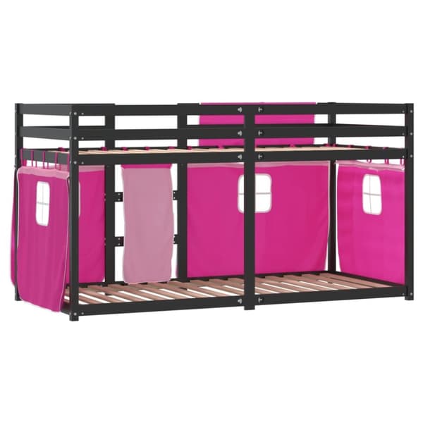 Loftsäng med rutschkana rosa 90x190 cm massiv furu