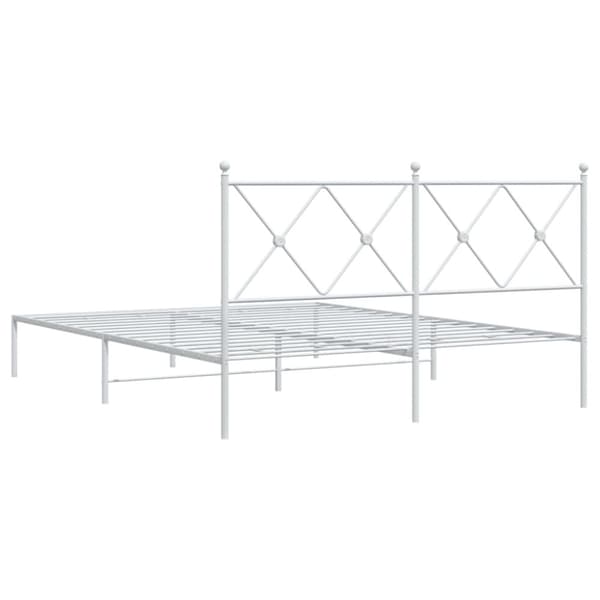 sengeramme med sengegavl 160x200 cm metal hvid