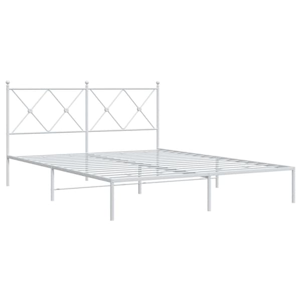 sengeramme med sengegavl 160x200 cm metal hvid