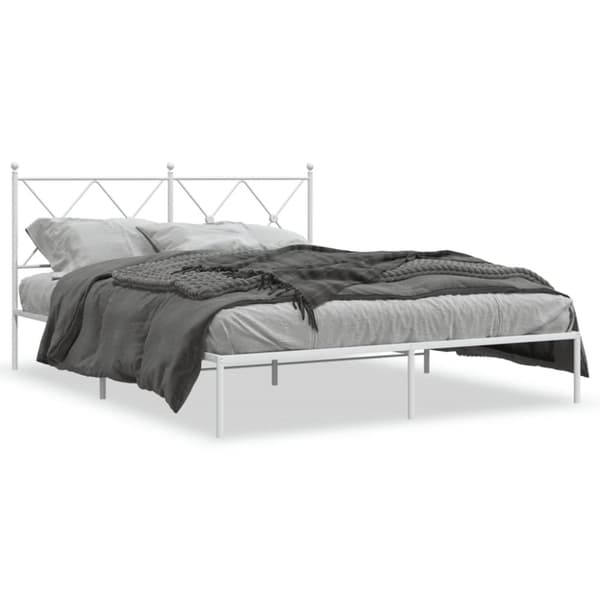 sengeramme med sengegavl 160x200 cm metal hvid