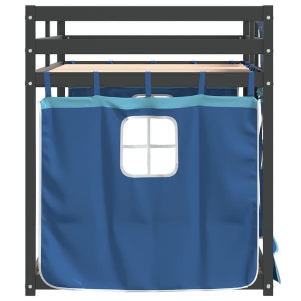Loftsäng med rutschkana blå 90x200 cm massiv furu