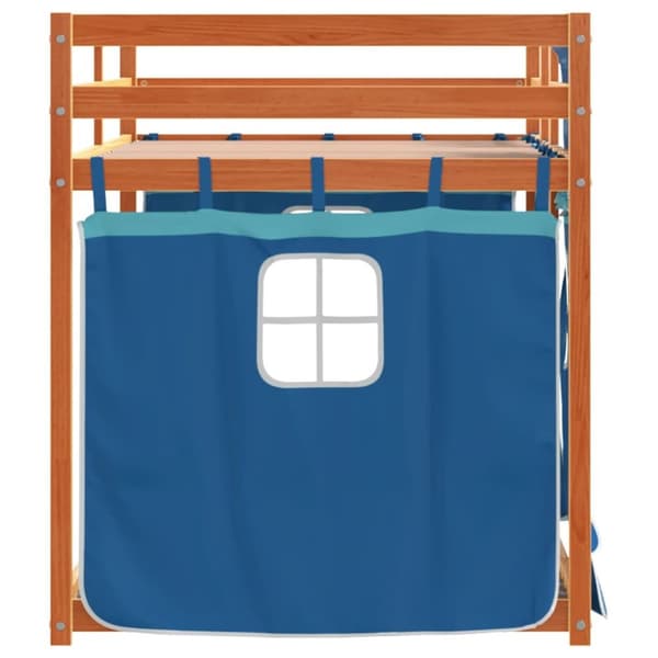 Loftsäng med rutschkana blå 80x200 cm massiv furu