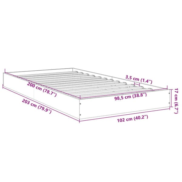 sengeramme 100x200 cm uden madras konstrueret træ sonoma-eg