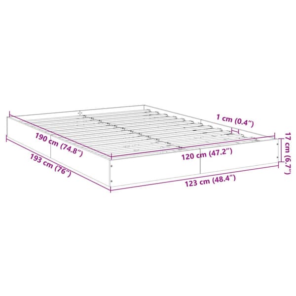 sengeramme 120x190 cm uden madras konstrueret træ sonoma-eg