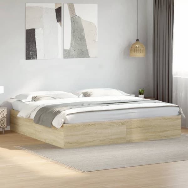sengestel 200x200 cm konstrueret træ sonoma-eg