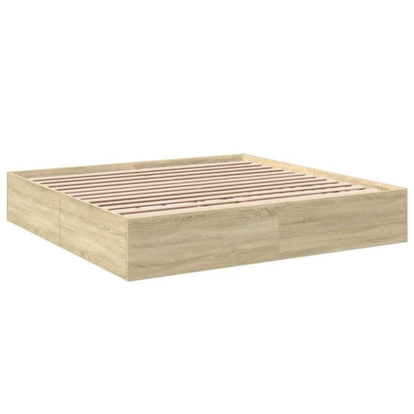 sengestel 200x200 cm konstrueret træ sonoma-eg