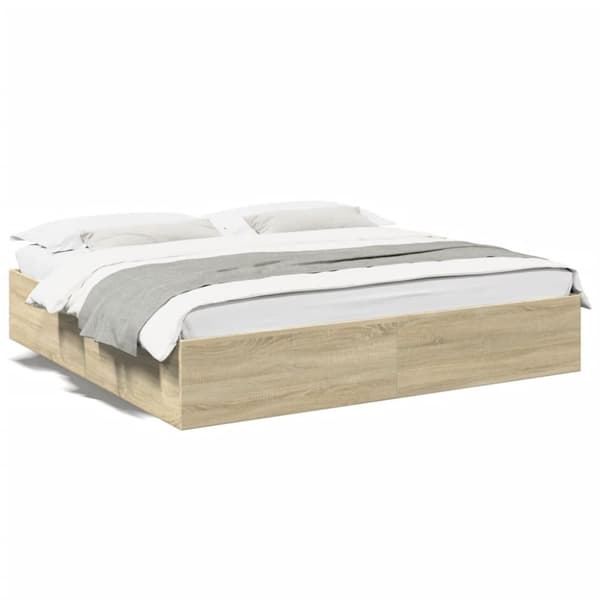 sengestel 200x200 cm konstrueret træ sonoma-eg