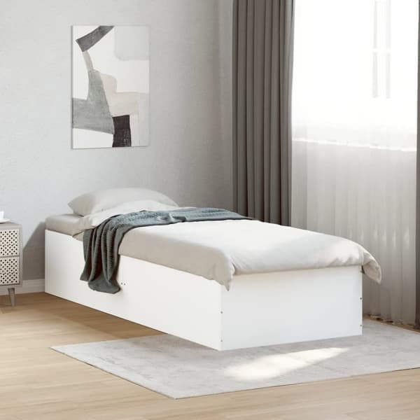 sengeramme 90x190 cm konstrueret træ hvid