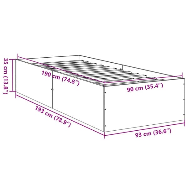 sengeramme 90x190 cm konstrueret træ hvid