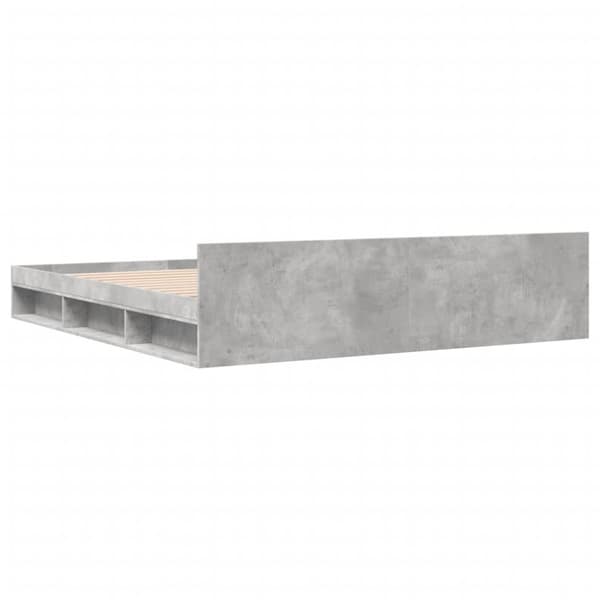 Sängynrunko laatikoilla betoninharmaa 200x200 cm tekninen puu