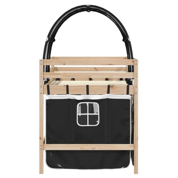 Loftsäng med tunnel vit&svart 90x200 cm massiv furu