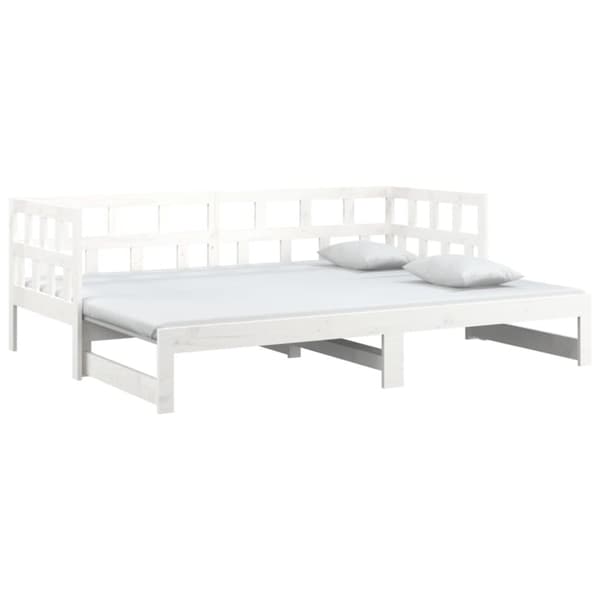 Dagbädd utdragbar vit massiv furu 2x(90x200) cm