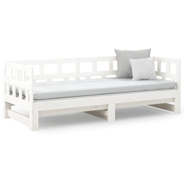 Dagbädd utdragbar vit massiv furu 2x(90x200) cm