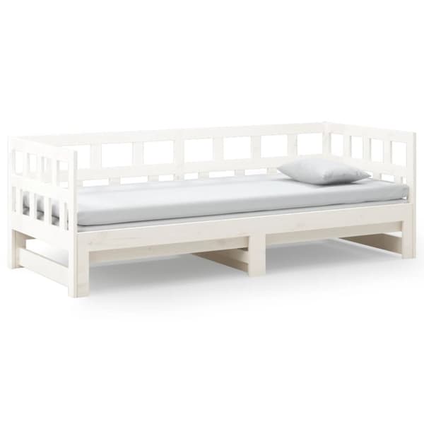 Dagbädd utdragbar vit massiv furu 2x(90x200) cm