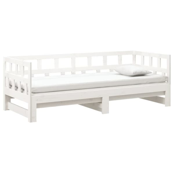 Dagbädd utdragbar vit massiv furu 2x(90x200) cm