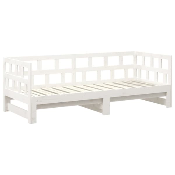 Dagbädd utdragbar vit massiv furu 2x(90x200) cm