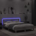Miniatyrbillede 4 af 10: sengeramme med sengegavl og LED-lys 140x190 cm betongrå