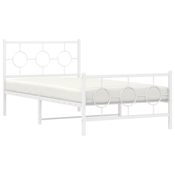 sengeramme med sengegavl og fodgærde 100x190 cm metal hvid